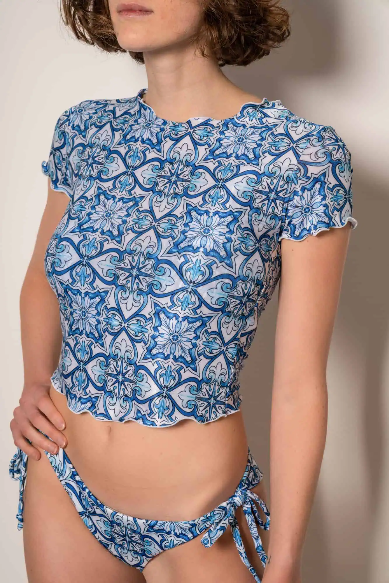 Blue Maiolica Crop T-Shirt