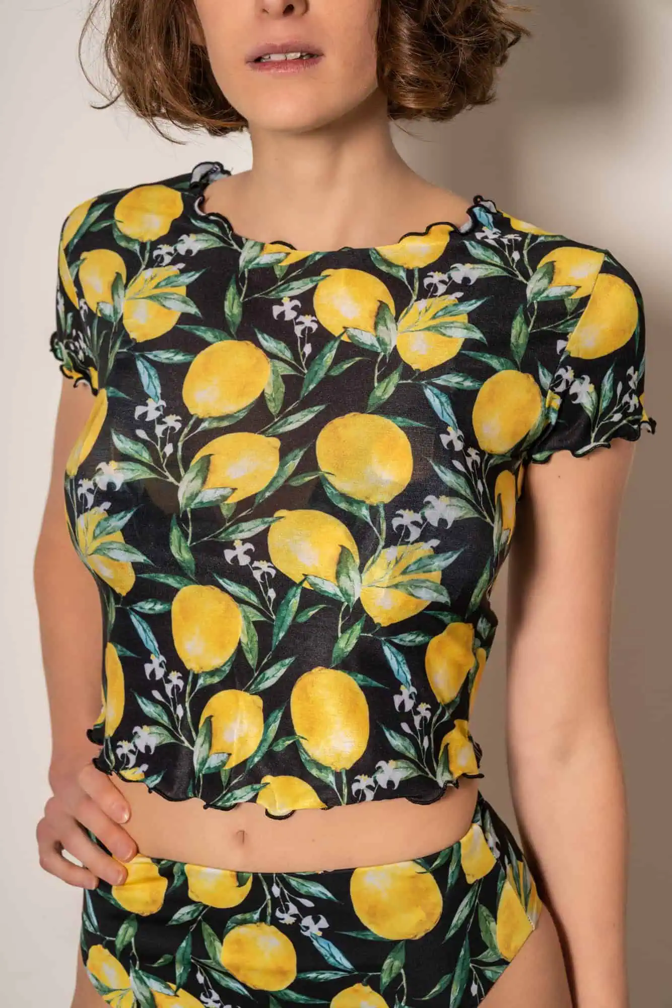 Black Lemon Crop T-Shirt